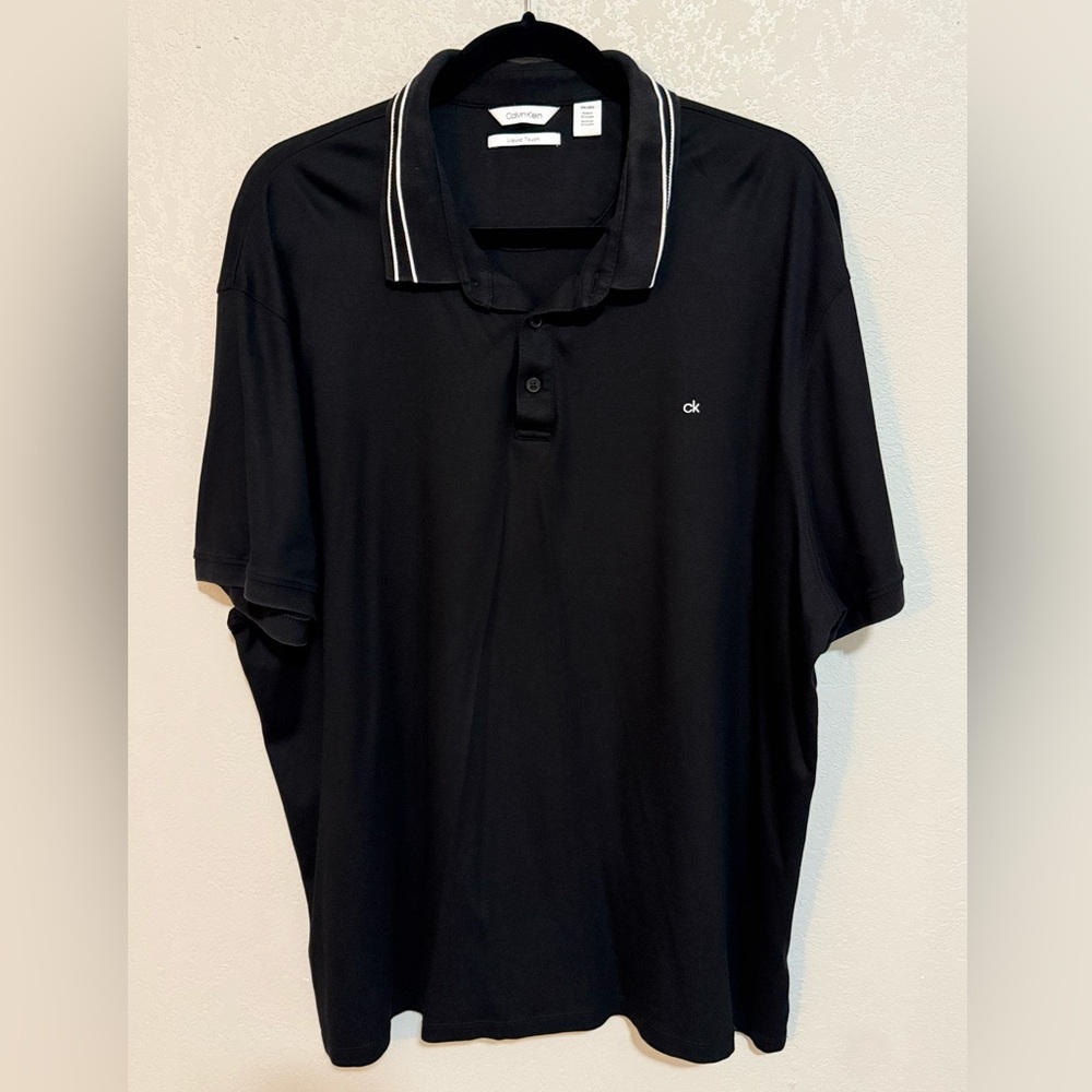 Calvin Klein Men's Polo in Black with White Accents